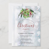 Kerst Rode Bessen Sneeuw Bedrijfs Kerstfeest Kaart (Voorkant)