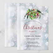 Kerst Rode Bessen Sneeuw Bedrijfs Kerstfeest Kaart (Voorkant / Achterkant)