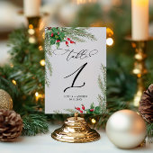 Kerst rode bessen tafel 1 bruiloft kaart