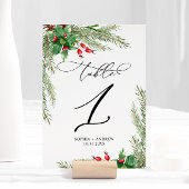 Kerst rode bessen tafel 1 bruiloft kaart