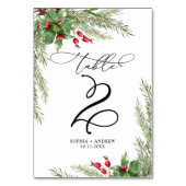 Kerst rode bessen tafel 2 bruiloft kaart (Voorkant)