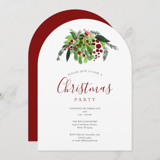 Kerst Rode Bessen Vakantie Feest Boog Kaart (Voorkant / Achterkant)