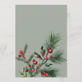 Kerst Rode Bessen Winter Groene Huwelijk Menu (Achterkant)