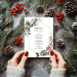 Kerst Rode Bessen Winter Groene Huwelijk Menu