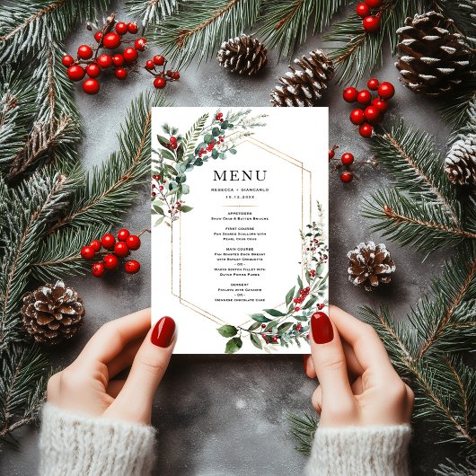 Kerst Rode Bessen Winter Groene Huwelijk Menu