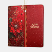 Kerst Rode Bloem Vakantie Ornament (Links)