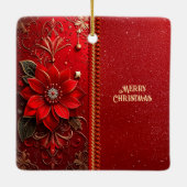 Kerst Rode Bloem Vakantie Ornament (Achterkant)