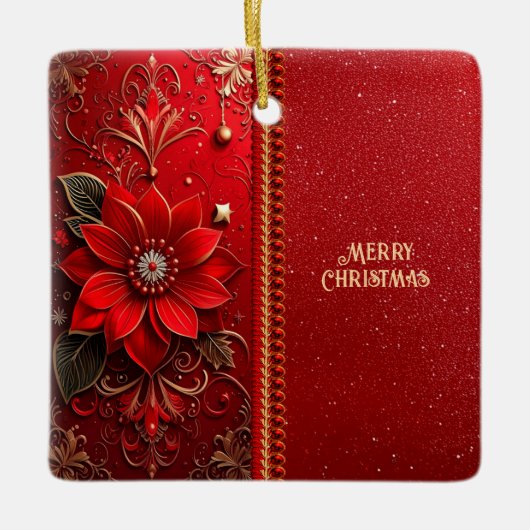 Kerst Rode Bloem Vakantie Ornament (Voorkant)