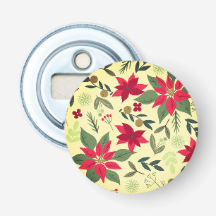 Kerst Rode Bloemen Patroon-11600 Button Flesopener