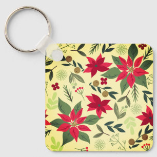 Kerst Rode Bloemen Patroon-11600 Sleutelhanger