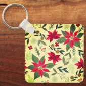 Kerst Rode Bloemen Patroon-11600 Sleutelhanger (Voorkant)