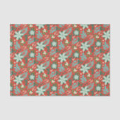 Kerst Rode Bloemen Vakantie Tissuepapier (Voorkant)