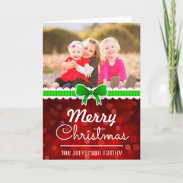 Kerst Rode Bokeh Achtergrond Aangepaste Familie Fo Feestdagen Kaart