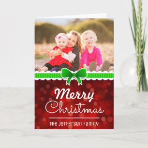 Kerst Rode Bokeh Achtergrond Aangepaste Familie Fo Feestdagen Kaart