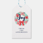 Kerst Rode Boog Krans Blauwe Joy Gift Label Cadeaulabel (Voorkant)