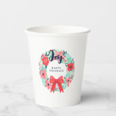 Kerst Rode Boog Krans Blauwe Joy Vakantie Papieren Bekers (Voorkant)