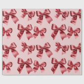 Kerst rode boog op roze achtergrond cadeaupapier (Vlak)