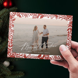 Kerst Rode Botanische Lijst Merriest Foto Feestdagenkaart