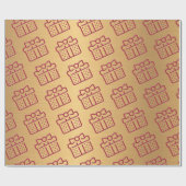 Kerst Rode Bow Gift Patroon Goud Cadeaupapier (Vlak)