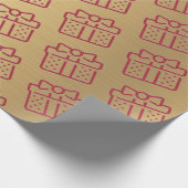 Kerst Rode Bow Gift Patroon Goud Cadeaupapier (Hoek)