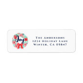 Kerst Rode Bow Krans Blauwe Joy Adres Label (Voorkant)