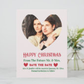 Kerst Rode bruiloft Save the Date Vakantie Kaart (Staand voorkant)