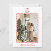 Kerst Rode Deur Monogram Foto Grandmillennial Feestdagenkaart (Voorkant)