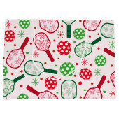 Kerst rode en groene pickleball peddels groot cadeauzakje (Voorkant)