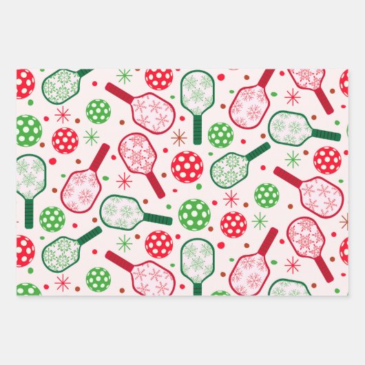 Kerst rode en groene pickleball peddels inpakpapier vel (Voorkant 2)