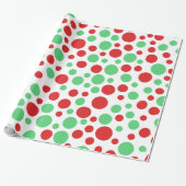 Kerst rode en groene stippen cadeaupapier (Uitgerold)