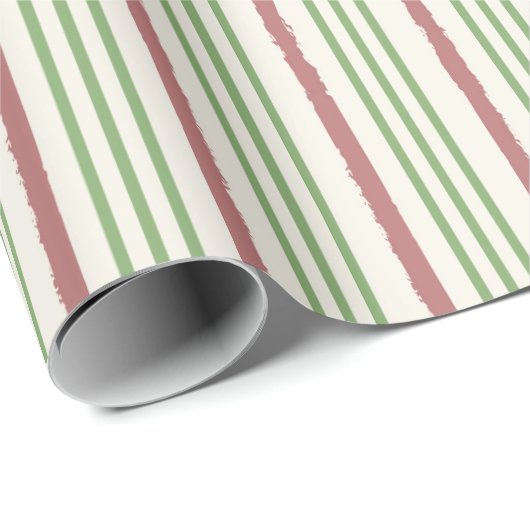 Kerst rode en groene strepen patroon cadeaupapier (Rol Hoek)