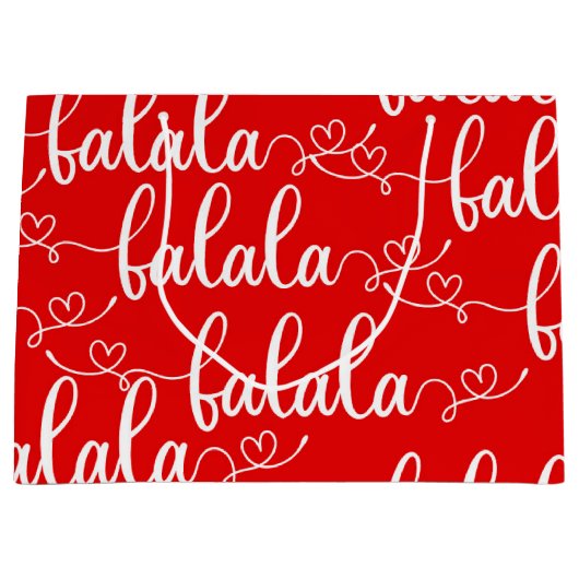Kerst Rode FaLaLaLa Gift Bag Groot Cadeauzakje (Voorkant)