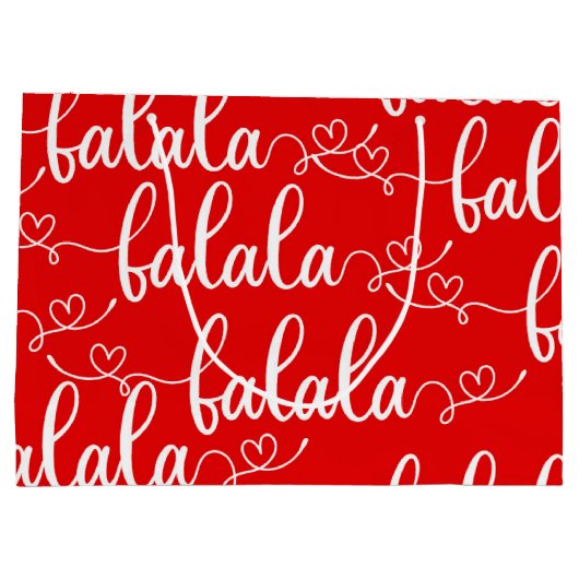 Kerst Rode FaLaLaLa Gift Bag Groot Cadeauzakje (Achterkant)