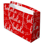 Kerst Rode FaLaLaLa Gift Bag Groot Cadeauzakje (Achterkant Gekanteld)