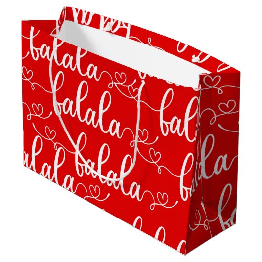 Kerst Rode FaLaLaLa Gift Bag Groot Cadeauzakje (Achterkant Gekanteld)