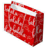 Kerst Rode FaLaLaLa Gift Bag Groot Cadeauzakje (Voorkant Gekanteld)