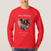 Kerst rode familie foto hartnaam vader t-shirt (Voorkant)