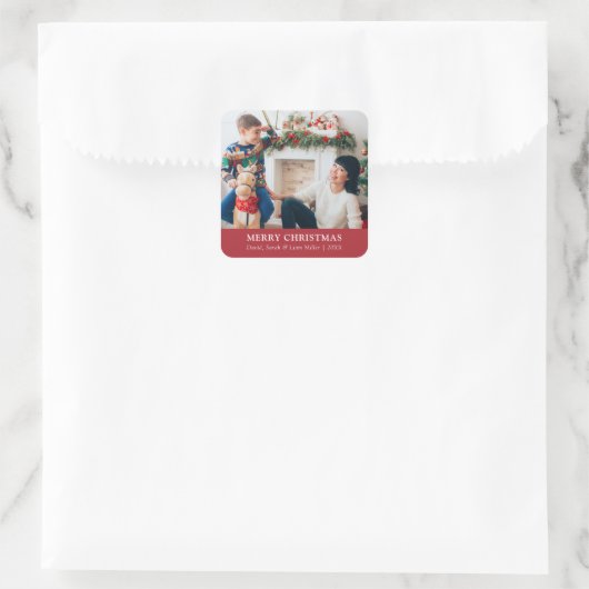 Kerst Rode Foto Sticker (Tas)