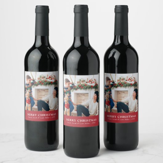 Kerst Rode foto Wijn Label Wijn Etiket (Flessen)