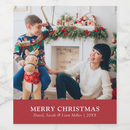 Kerst Rode foto Wijn Label Wijn Etiket (Enkel label)