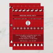 Kerst Rode Gebreide Trui Xmas Kantoor Party Kaart (Voorkant / Achterkant)