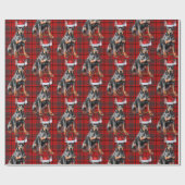 Kerst Rode Geruite Dobermann Kerstman Hond Kerstmi Cadeaupapier (Vlak)