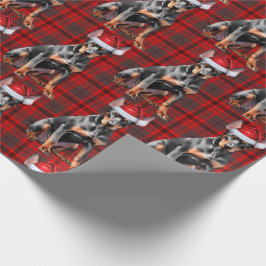 Kerst Rode Geruite Dobermann Kerstman Hond Kerstmi Cadeaupapier