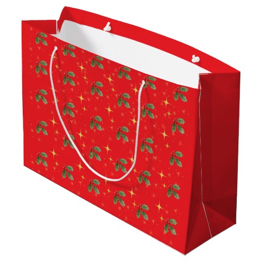 Kerst Rode Gift Bag Groot Cadeauzakje (Achterkant Gekanteld)