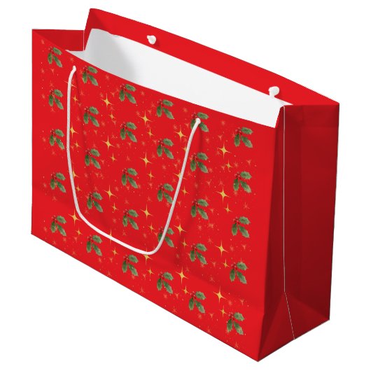 Kerst Rode Gift Bag Groot Cadeauzakje (Voorkant Gekanteld)