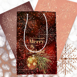 Kerst Rode Gift Bag met Sneeuwvlokken Medium Cadeauzakje