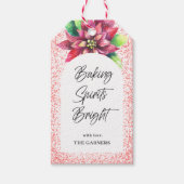 Kerst Rode Glitter Poinsettia Bakgeesten Cadeaulabel (Voorkant)
