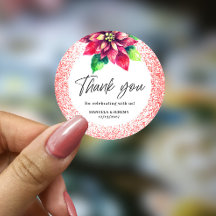 Kerst Rode Glitter Poinsettia Dank u bruiloft