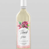 Kerst Rode Glitter Poinsettia Dank u bruiloft Wijn Etiket