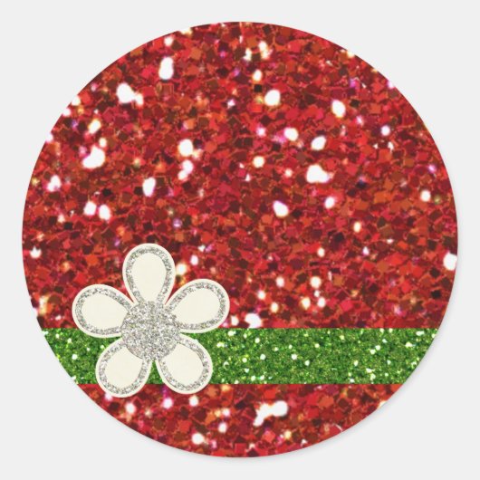 Kerst Rode Glitters Sticker (Voorkant)